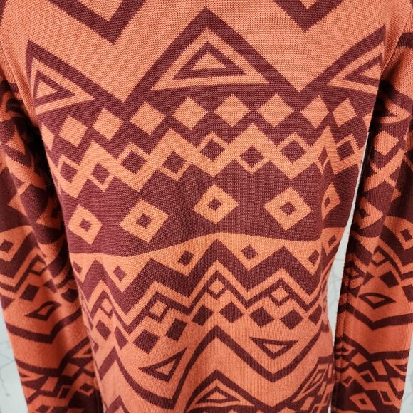 Staring At Stars Orange Artsy Aztec Print Waterfall Cardigan - Picture 5 of 8